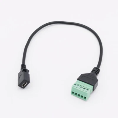 Micro USB Female to 5 Pin Screw Connector w/ Shield Terminal Plug Adapter Cable - Image 1 of 4