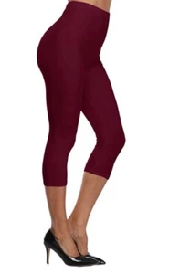 Kotii Damen Soft Burgundy High Waist Capri Leggings One Size - Bild 1 von 6