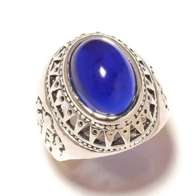 Anel de filigrana feito à mão sobreposição de prata pedra preciosa oval cabine tanzanita Tanzânia EUA-9 - Imagem 1 de 2