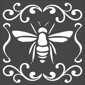 1- 5.5x5.5 inch Stencil, (VJ-55) Bee Design (6mil) - Picture 1 of 2