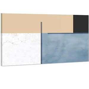 Abstract Light Blue Black Watercolour Canvas Wall Art Print - Picture 1 of 55