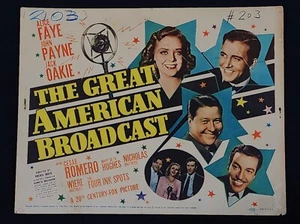 THE GREAT AMERICAN BROADCAST 1941 * ALICE FAYE * JOHN PAYNE * RARE TITLE CARD!! - Picture 1 of 8