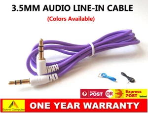 Gold Plated Angle Plug 3.5mm Stereo Audio Cable M/M Line-In Cord Premium Quality - Foto 1 di 6