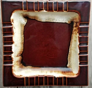 PFALTZGRAFF ASHTRAY BROWN GOURMET DRIP GLAZE 8" VINTAGE  - Imagen 1 de 2
