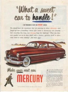 Carro publicitario impreso de colección 1949 Mercury What a Sweet Car to Handle arte - Imagen 1 de 1