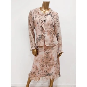 Conjunto de blusa y falda Pendleton 2 piezas rosa polvorienta manga larga transparente talla 14P - Imagen 1 de 10