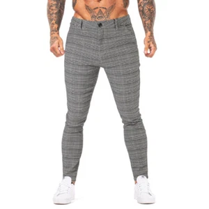 Pantalones de vestir para hombre GINGTTO frente plano holgado ajuste a cuadros chino - Imagen 1 de 7