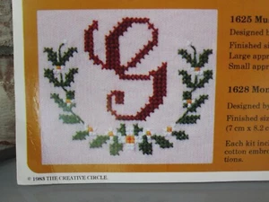 Monogram Counted Cross Stitch Kit Initial Fancy Font Daisy Flower Vine Leaf Vtg - Picture 1 of 3