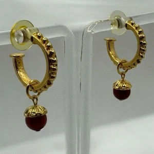Pendientes de aro vintage Avon Precious Choices cuarzo rojo hematina intercambiables - Imagen 1 de 10