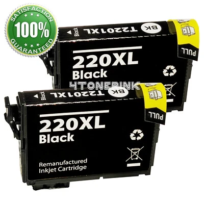 2pk 220XL T220XL Black Ink for Epson  XP-320 XP-420 XP-424 WF2630 WF2650 WF2660 - Image 1 of 2