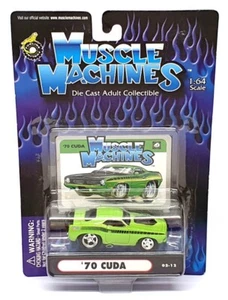 Muscle Machines 1/64 Scale 71161 02-12 - 1970 Plymouth Cuda - Green - Picture 1 of 5