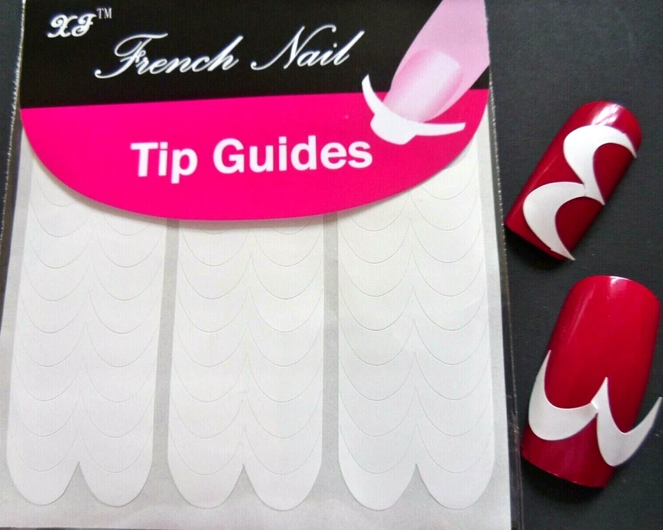 XJ Nail Art White French Manicure Guide Double W Tip Manicure Stickers Stencil 08