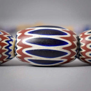 Six Layer Chevron Venetian Trade Beads 34 Inch - Picture 1 of 12
