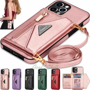 For iPhone 12 11 Pro Max XS SE 6s 7 8 Leather Wallet Card Holder Back Case Cover - Picture 1 of 48
