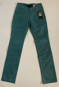VTG Levis Red Tab Genuine Leather Lined Pants Women 27 x 32 Teal Green NWT 1999