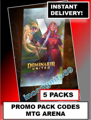 MAGIC MTG ARENA CODE CARD 5 Promo Pack Booster 5 CODES DOMINARIA UNITED INSTANT - Image 1 of 4