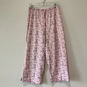 Scrapbook Girl Womens Knit Lounge Capri Pants Size Large Pink Wide Leg - Picture 1 of 6