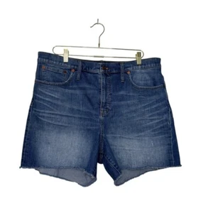 Madewell High Rise Denim Shorts Women 33 Blue Stretch Distressed Cut Offs Casual - Picture 1 of 7