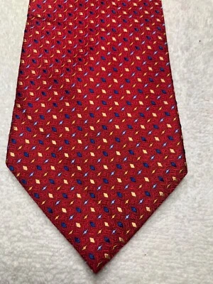 ROUNDTREE AND YORKE 男式领带红色金色海军蓝 4 X 60 — 第 1/4 张图片