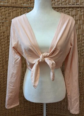 VINTAGE Mujer Recortada Corbata Frontal Camiseta Top Encogerse de hombros Bolero Recortado Y2K Melocotón Foto 1 de 4