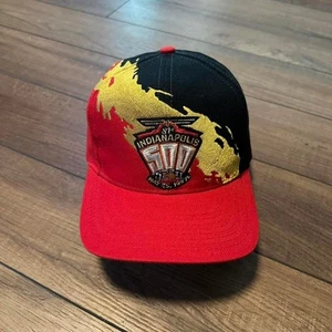 Vintage 90s Indy 500 logo athletic red gold black splash hat snapback OSFM - Picture 1 of 8