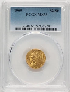 1909 $2.50 Indian Quarter Eagle PCGS MS63 (777631098) - Picture 1 of 2