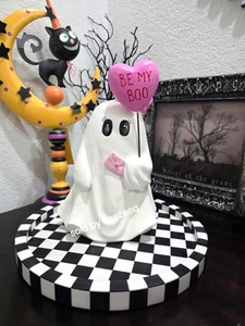 Halloween Geist mit rosa Schleife BE MY BOO Figur Statue Tischdeko 10,5 - Bild 1 von 6