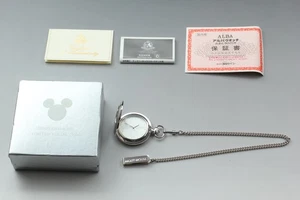 N MINT Seiko Alba V721-0A10 Disney Mickey Limited Pocket Watch Quartz Mens JAPAN - Picture 1 of 16