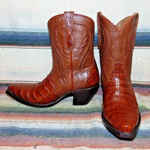 Womens Rujo The Anna Brown Caiman / Leather Cowboy Boots 8.5 M New w/o Box - Picture 1 of 7