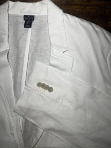 Daniel Hechter White Linen Blend Blazer Mens XL Two Button Casual Sport Coat - Picture 1 of 11