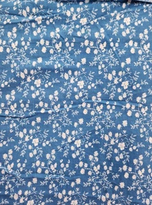 Small White Flowers on Blue Background Quilt Fabric VINTAGE 3.4 yds x 44" WOF - Picture 1 of 4