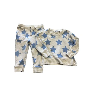Angel Dear Infant Two Piece Ivory + Blue Star Set 12-18Mo - Picture 1 of 3