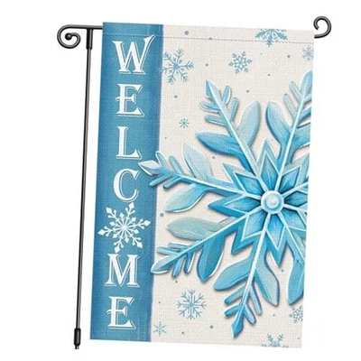  Invierno Bienvenida Jardín Bandera Copo de Nieve 12x18 Pulgadas Doble Cara Bienvenida Vacaciones  Foto 1 de 4