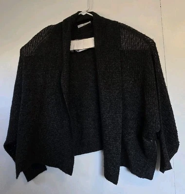 Suéter QI Mujer XS Gris 100% Cachemira Suave Ligero Cárdigan Abierto Abuelo Foto 1 de 4