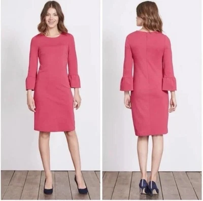 Vestido BODEN Lavinia Ponte Para Mujer Tejido Rosa Mangas Campana Carrera Talla US 14 UK 18 Foto 1 de 4