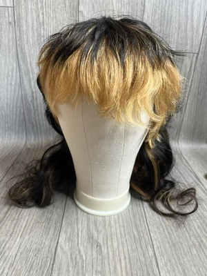 Human hair Black And Honey Blonde wolf cut with bangs Mullet Wig Brand New C3 - Image 1 of 4