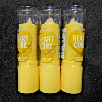 3 Stück (3 x g) ESSENCE Heart Core Lippenbalsam fruity lip balm - mit Mandelöl - Bild 1 von 4