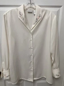Camicetta Koret vintage beige impreziosita taglia 16W segretaria nonna - Foto 1 di 7