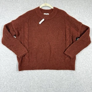 Suéter Madewell Mujer Pequeño Havener Cable Pullover Castaño Rojizo Lana Alpaca Nuevo con Etiquetas - Imagen 1 de 14