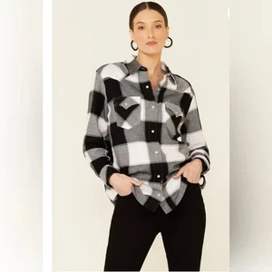 Wrangler Retro Buffalo Plaid Snap Western Flanell Hemd Damen Medium schwarz - Bild 1 von 6