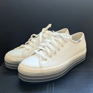 Tenis Keds Triple Kick Azul Arco Iris Rayas Plataforma Cuero Blanco Con Cordones - Imagen 1 de 7