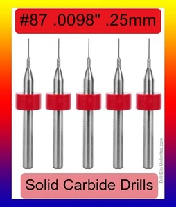 .25mm .01" #87 Carbide Drill Bit 1/8 Shank Five Pieces - Solid Carbide .010 LU - Picture 1 of 5