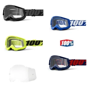 100% Strata 2 MX Motocross Offroad Clear Lens Goggles - Pick Color - Foto 1 di 11