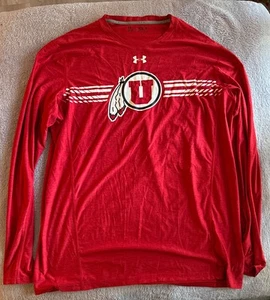 Utah Utes Under Armour Long Sleeve Shirt Men's Red XL Tall - Picture 1 of 3