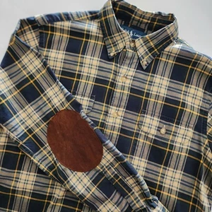 Ralph Lauren Herren kariertes Flanell Hemd mit Knopfleiste Ellenbogenaufnäher Größe M - Bild 1 von 8