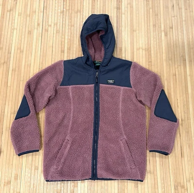 LL Bean Sherpa Niños Chaqueta XL 18 Cálida Chaqueta con Capucha Cremallera Niñas Azul Lavanda Foto 1 de 4