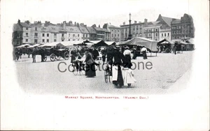 Northampton Market Square Market Day Printed postcard unposted - Picture 1 of 2