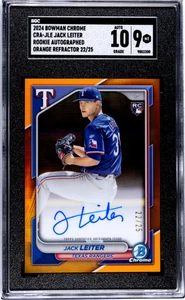 2024 Bowman Chrome Jack Leiter Rookie Auto. Orange Ref. 22/25 SGC 9 Rookie - Bild 1 von 2