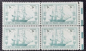 US Scott # 951, Costituzione fregata USA, blocco di (4) francobolli 1947 3¢ MNH - Foto 1 di 2
