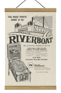 Rare Williams Riverboat Pinball Promo / ORIGINAL ad, Mounted w/Magnetic Frame! - Picture 1 of 3